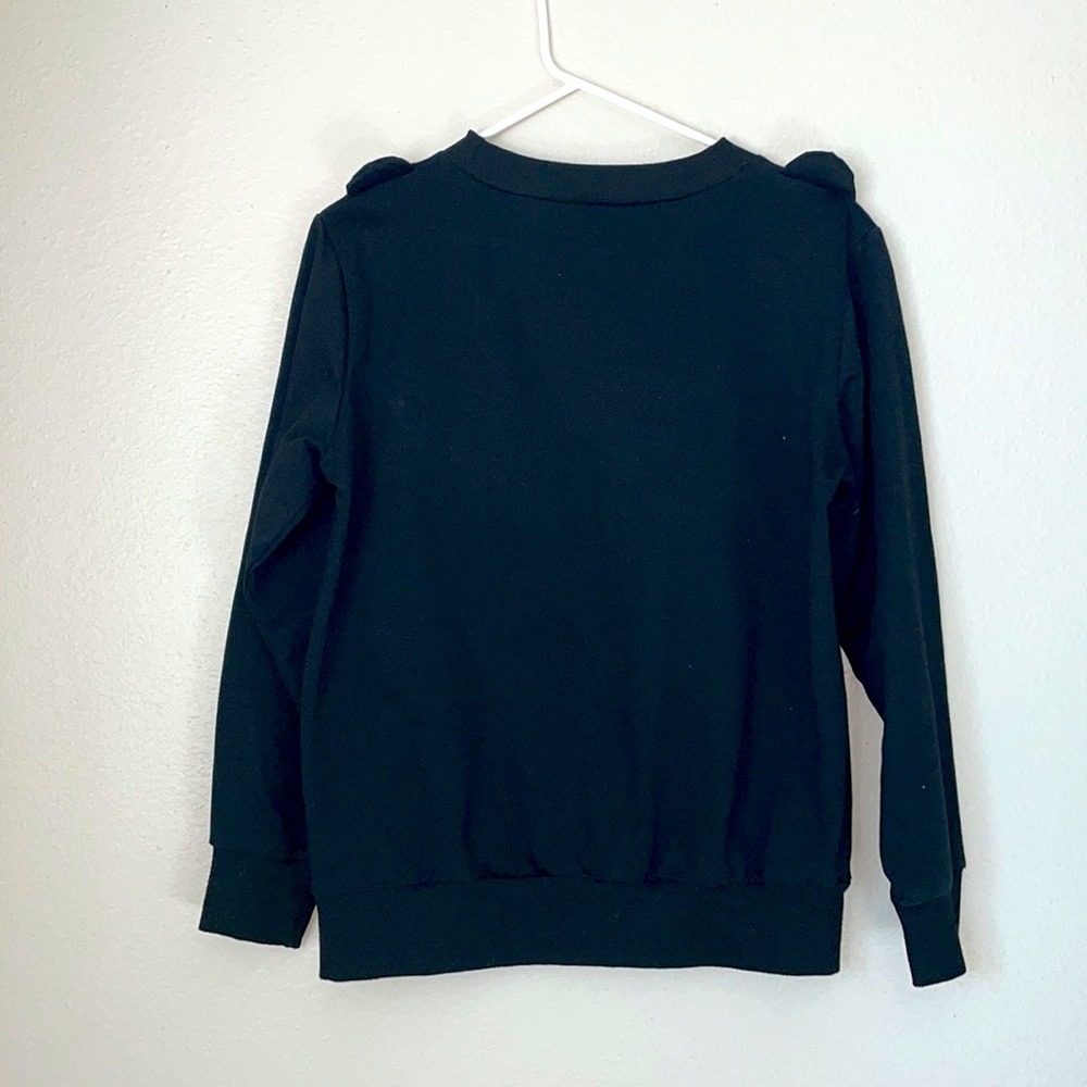 Black cat sweatshirt with zipper mouth and ears on shoulders size small - Picture 3 of 7